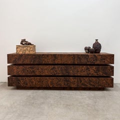Vintage Mid-Century Modern Burlwood Veneer Stacked Dresser