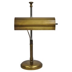 Vintage Mid Century Modern Burnished Brass Pivoting Bankers Desk Table Lamp