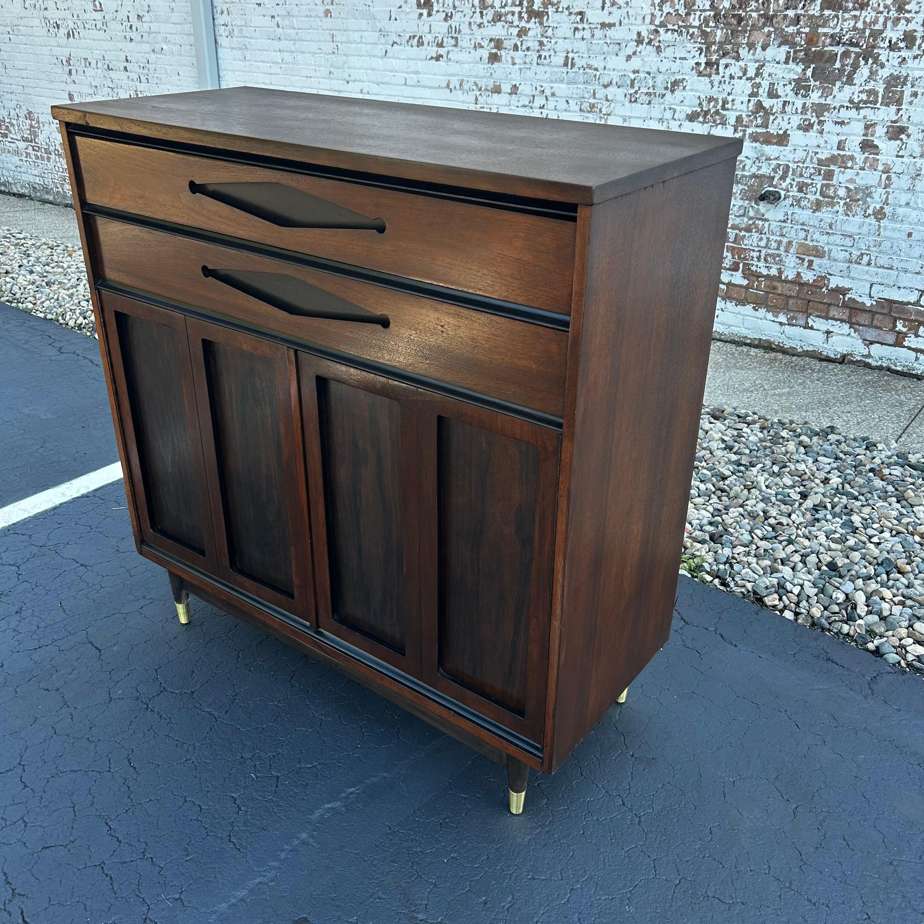 Vintage Mid-Century Modern Cabinet Dresser in Black and Dark Wood For Sale 1