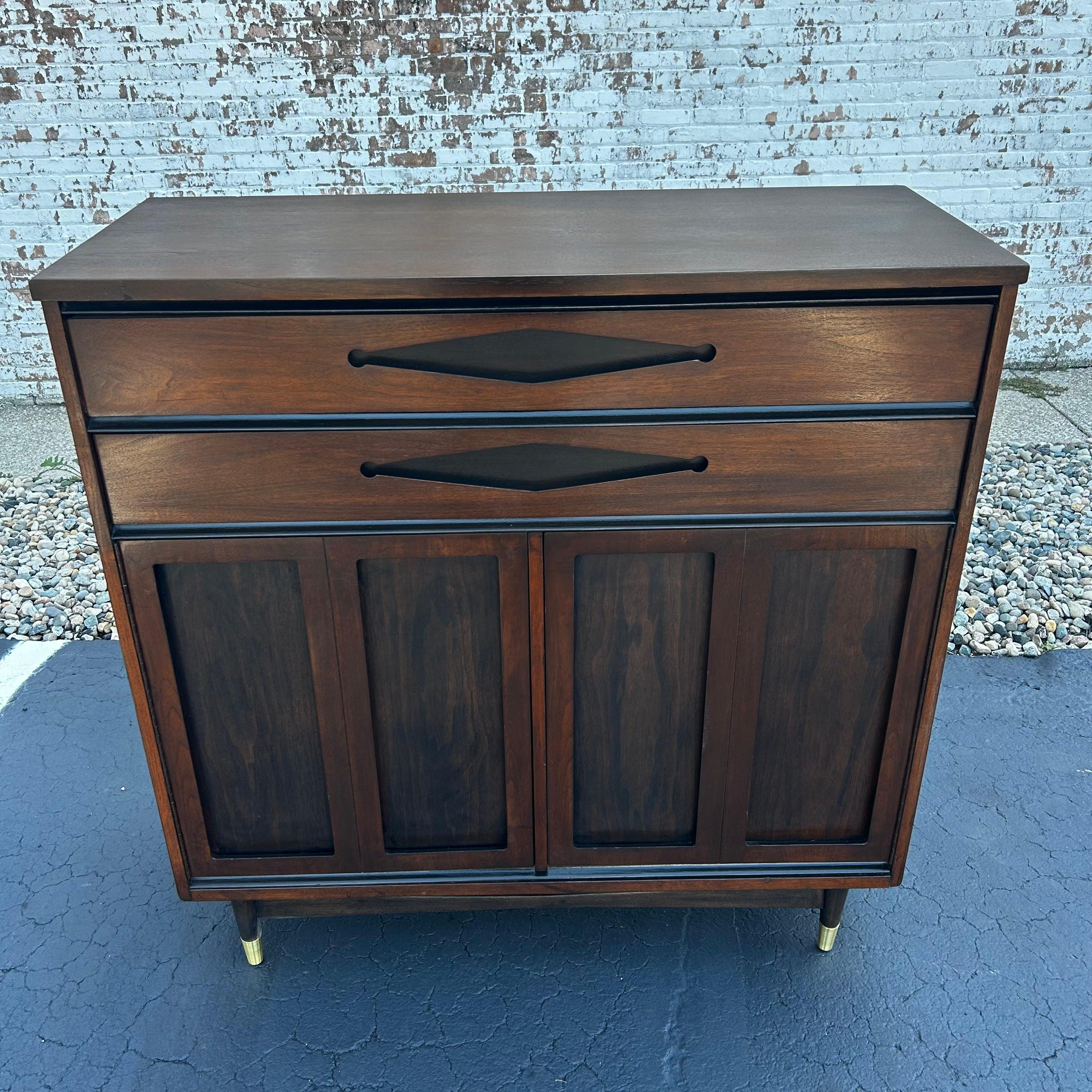 Vintage Mid-Century Modern Cabinet Dresser in Black and Dark Wood For Sale 2