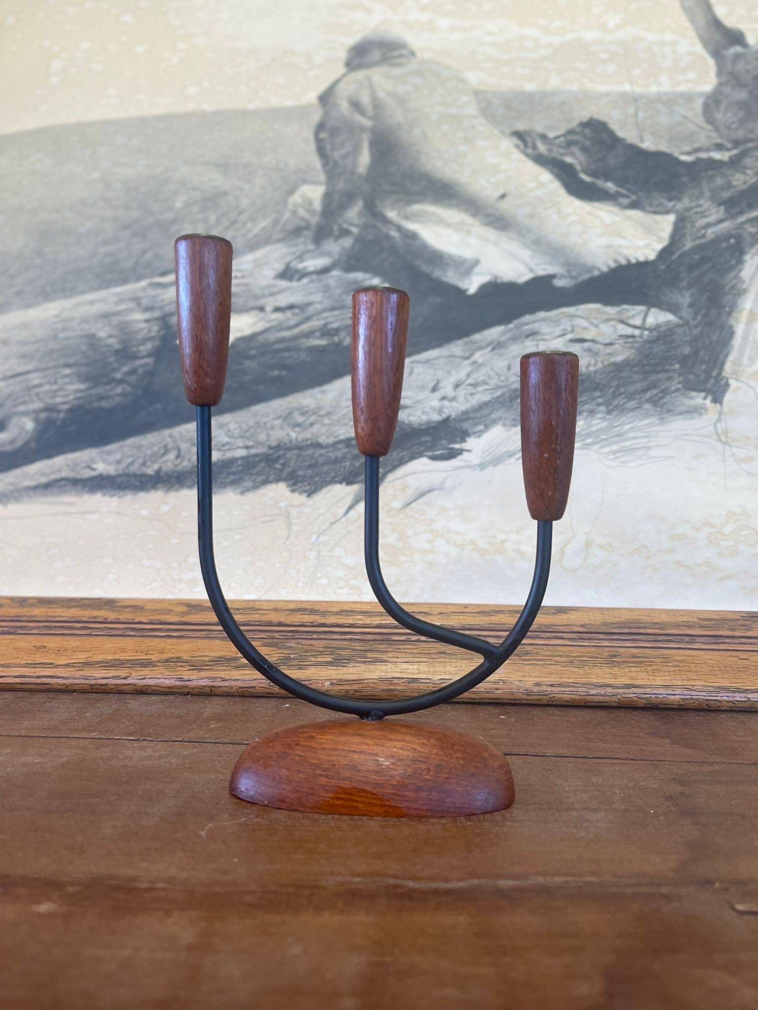 Vintage Mid Century Modern Candlestick Holder Decor In Good Condition For Sale In Seattle, WA