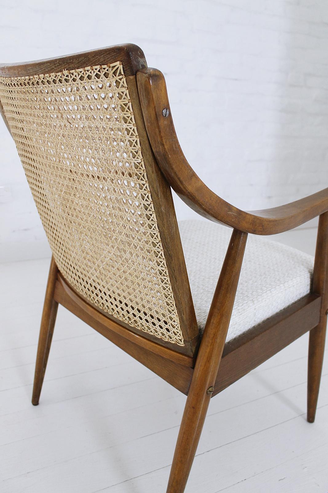 Vintage Mid-Century Modern Cane Back Armchair Hungary, 1960s 5