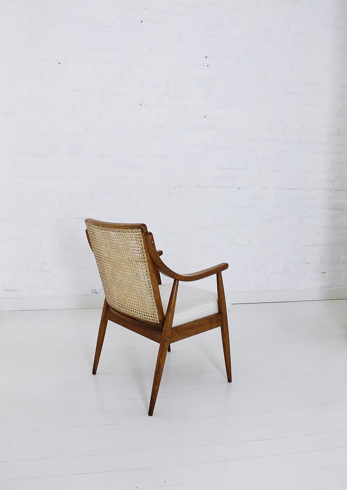 Hungarian Vintage Mid-Century Modern Cane Back Armchair Hungary, 1960s