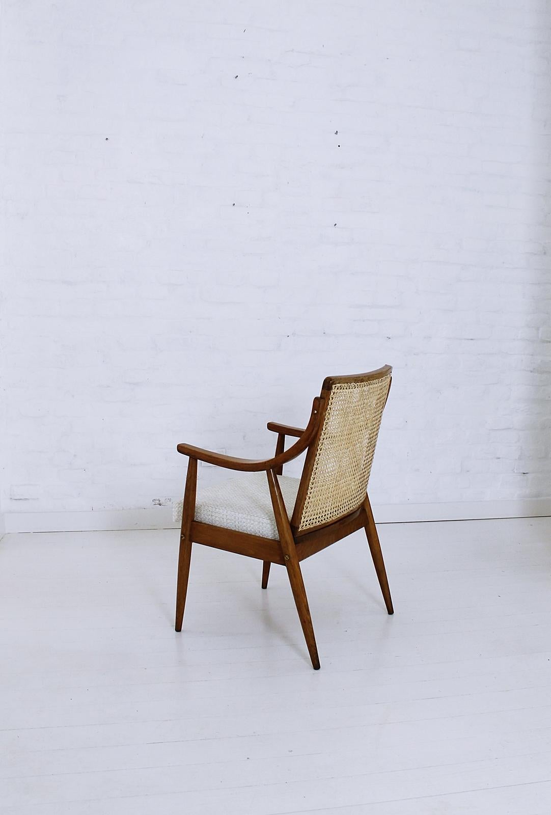 20th Century Vintage Mid-Century Modern Cane Back Armchair Hungary, 1960s