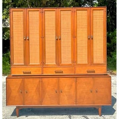 Vintage Mid-Century Modern Cane Front Cabinet
