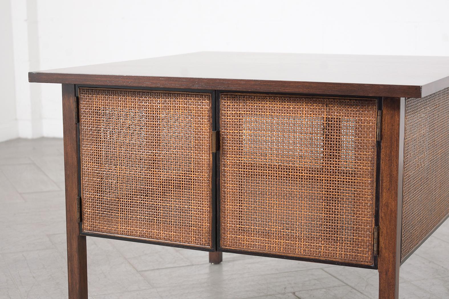 Carved Restored Mid-Century Modern Side Table