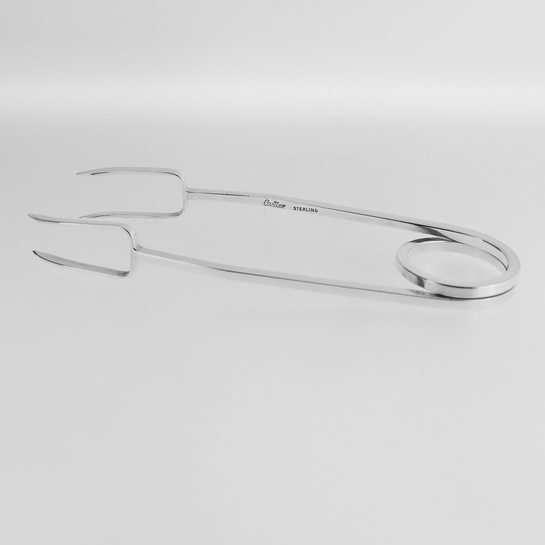 Inconnu Vintage Mid-Century Modern Cartier Sterling Silver Ice Tongs (pinces à glace) en vente