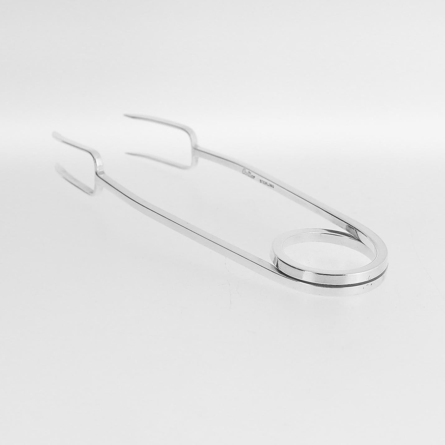 Argent sterling Vintage Mid-Century Modern Cartier Sterling Silver Ice Tongs (pinces à glace) en vente