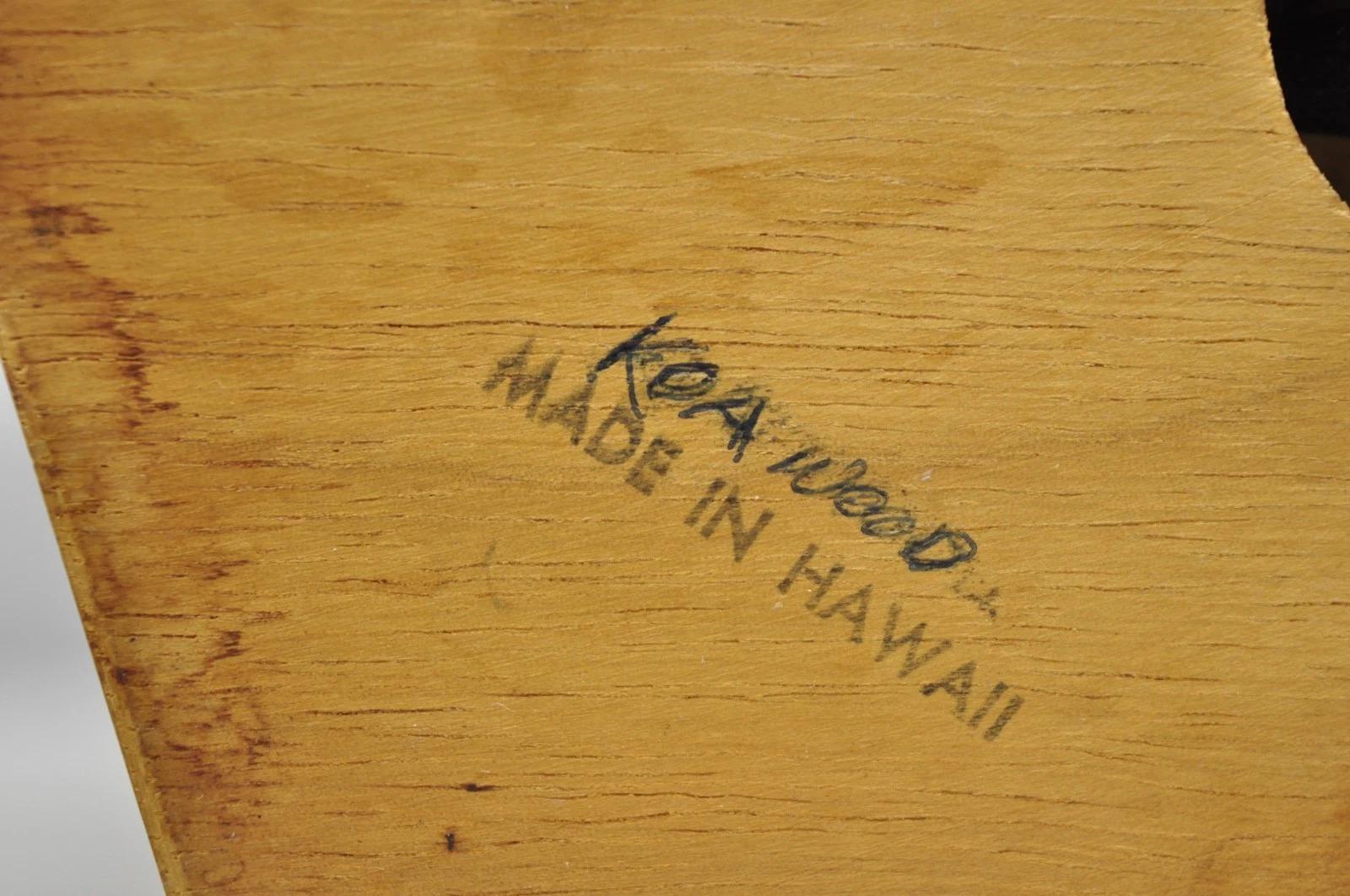 Vintage Mid Century Modern Carved Hawaiian Koa Wood Palm Tree Tiki Table Lamp en venta 6