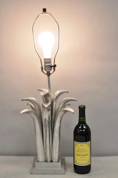 Vintage Mid Century Modern Cast Aluminum Palm Leaf Metal Sculptural Table Lamp