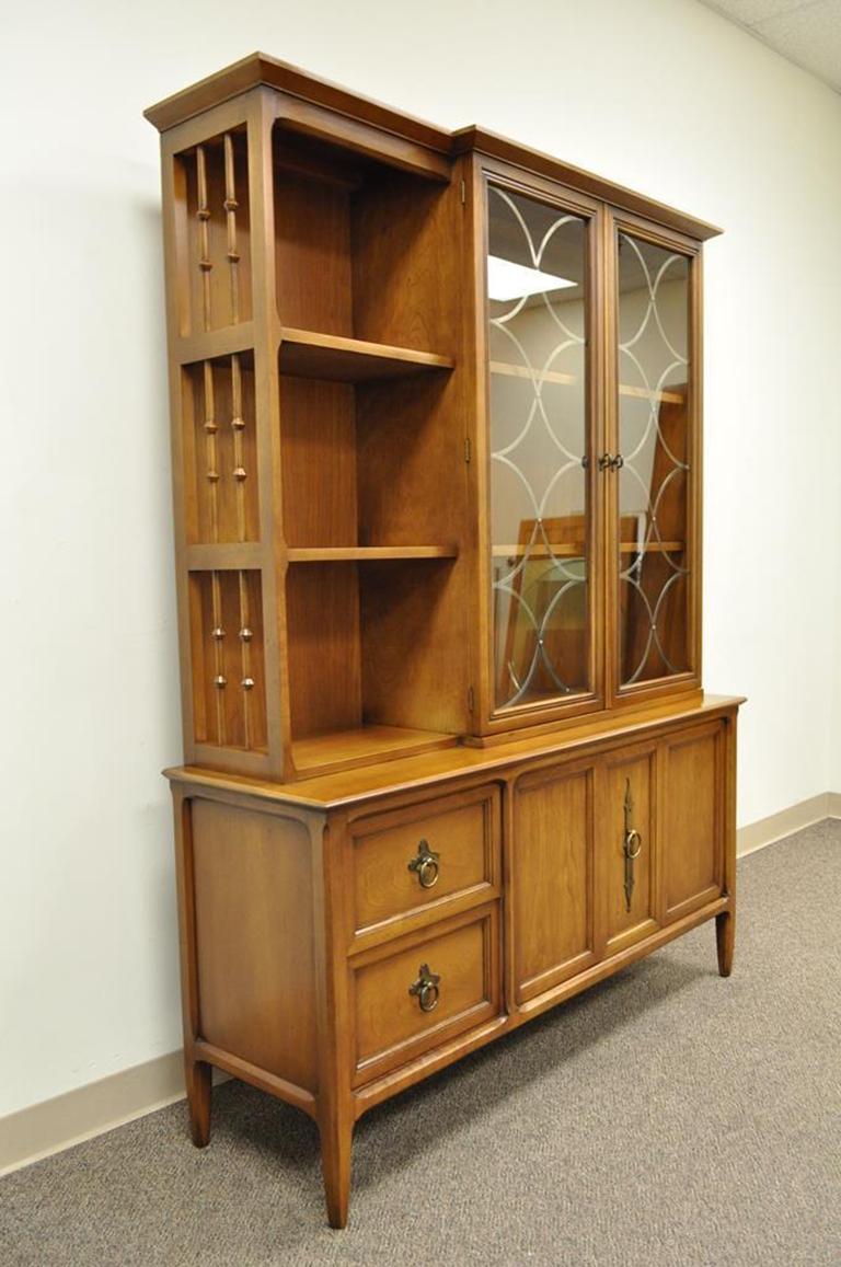 Vintage Mid-Century Modern Century Furniture Walnut China Cabinet Bookcase For Sale at 1stdibs