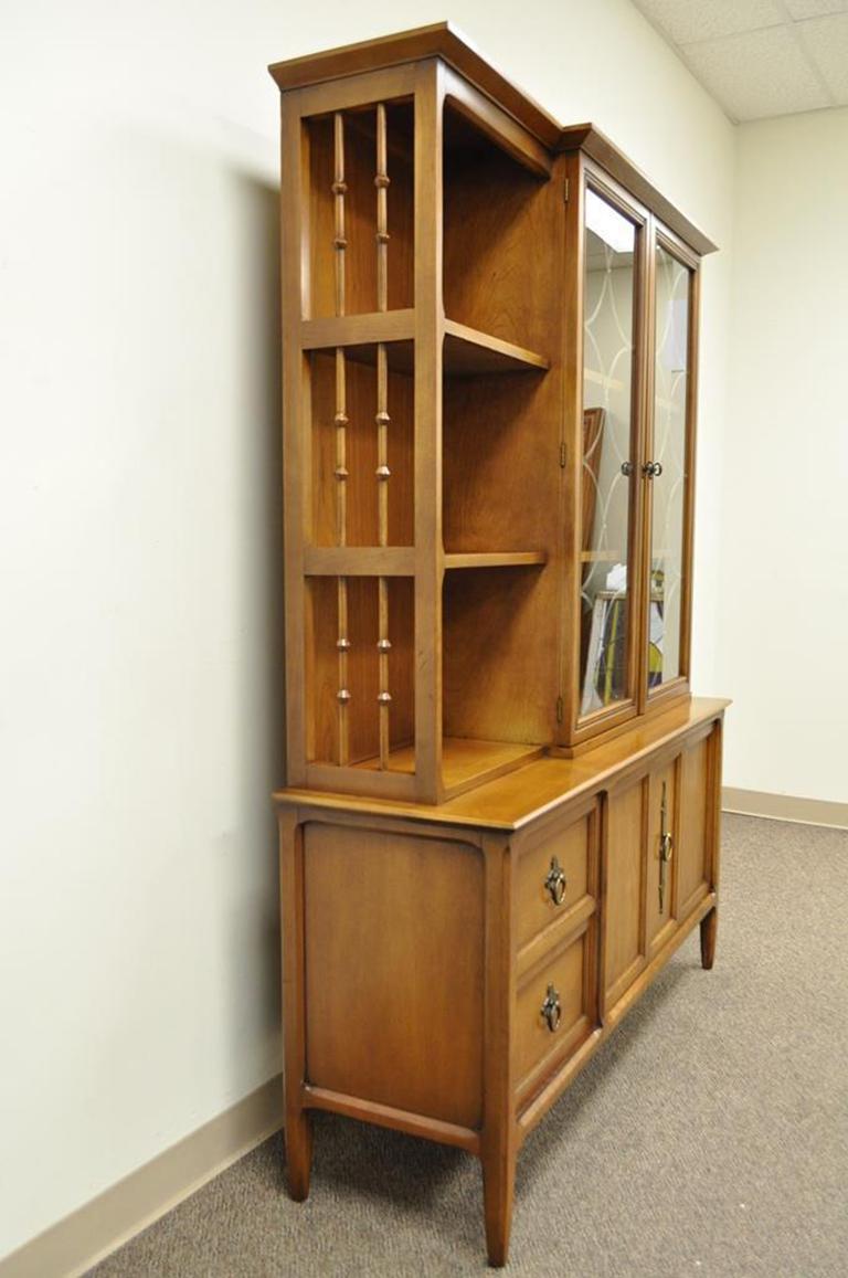 Vintage Mid-Century Modern Century Furniture Walnut China Cabinet Bookcase For Sale at 1stdibs