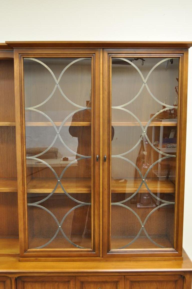 Vintage Mid-Century Modern Century Furniture Walnut China Cabinet Bookcase In Good Condition In Philadelphia, PA