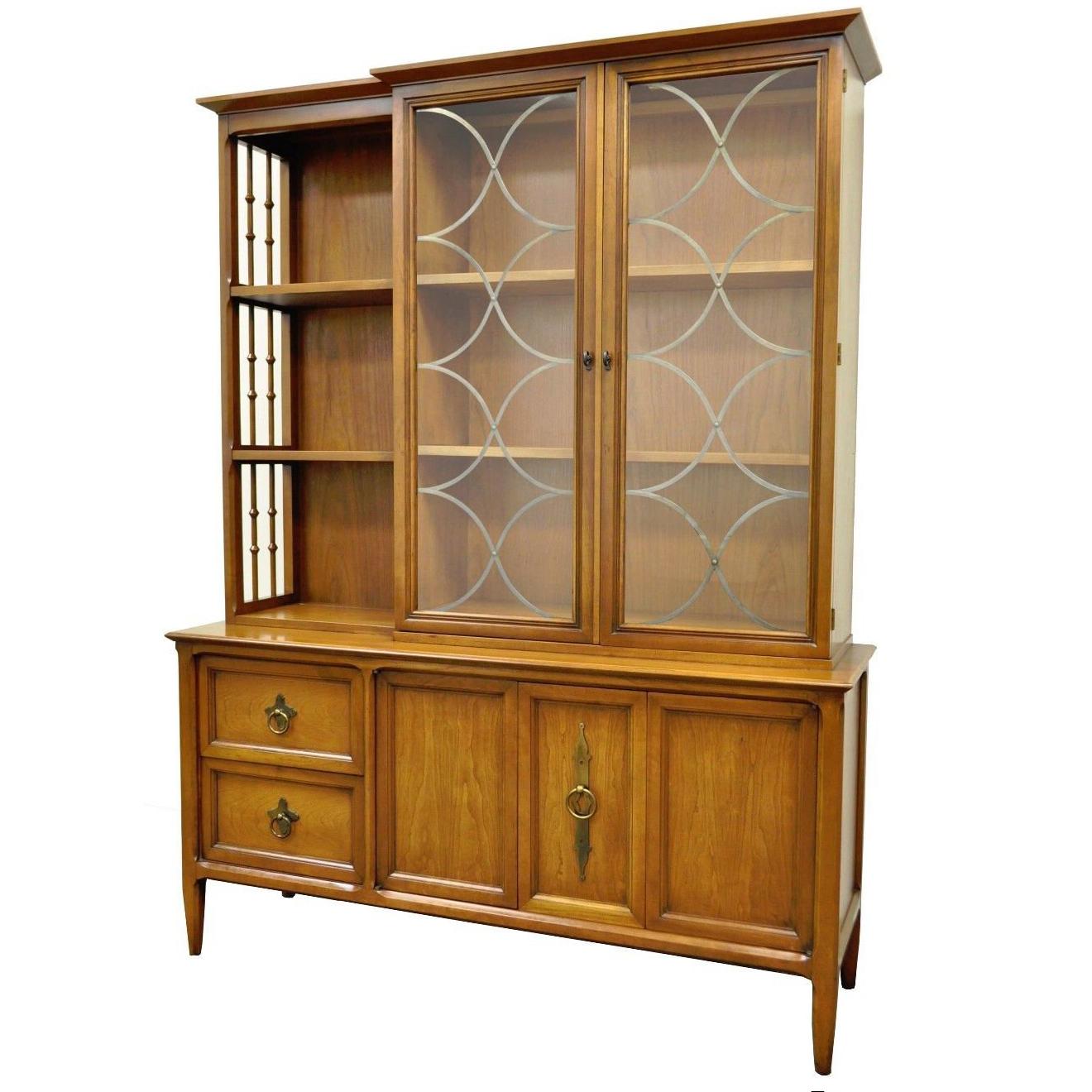 Vintage Mid-Century Modern Century Furniture Walnut China Cabinet Bookcase