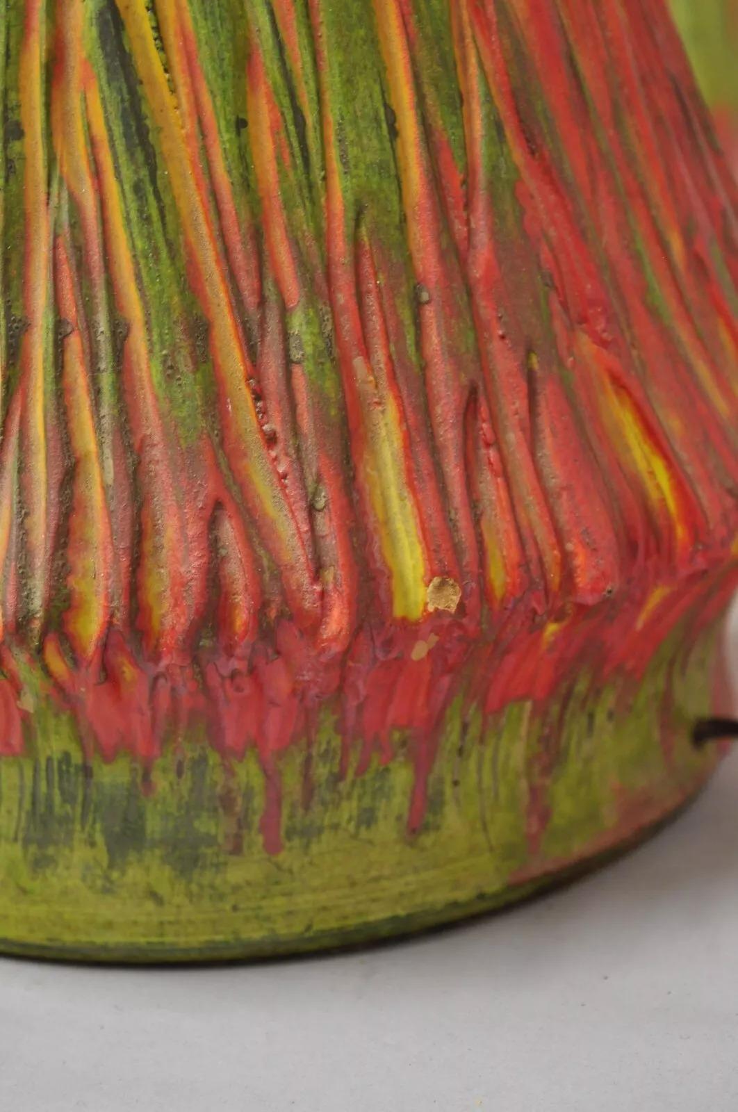 Paire de lampes de table vintage en céramique verte orange flammée, de style moderne du milieu du siècle dernier en vente 1