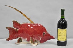 Vintage Mid Century Modern Ceramic Pottery Red Fish by Harry Guthrie Phillips