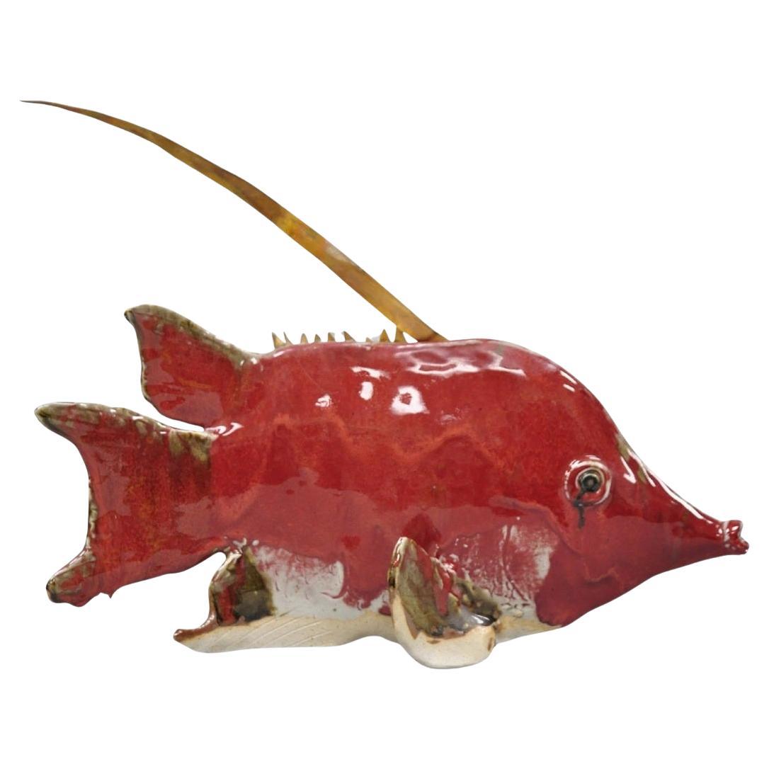 Cerámica moderna de mediados de siglo vintage Pez rojo de Harry Guthrie Phillips