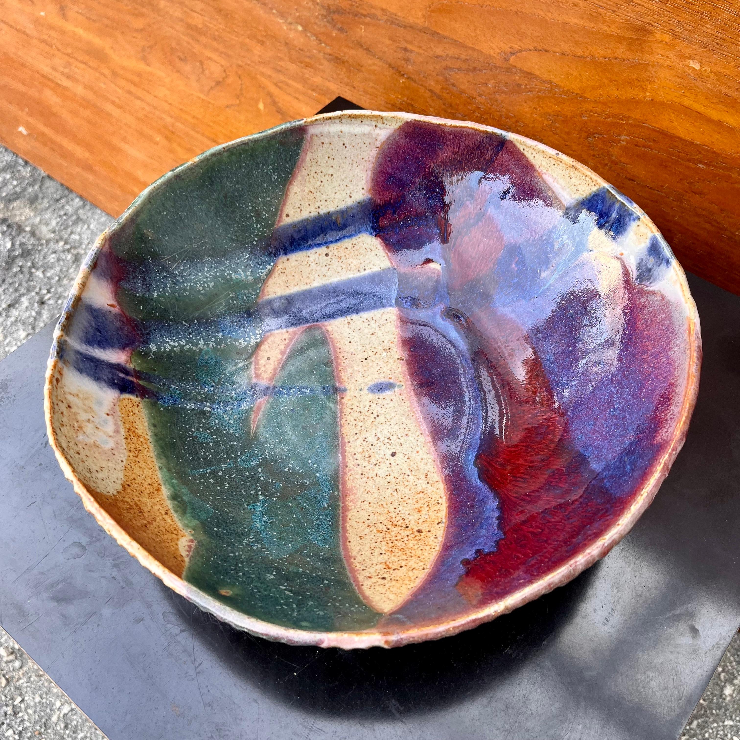Vintage Mid Century Modern Ceramic Studio Signed Stamped Pottery Bowl.  For Sale 1