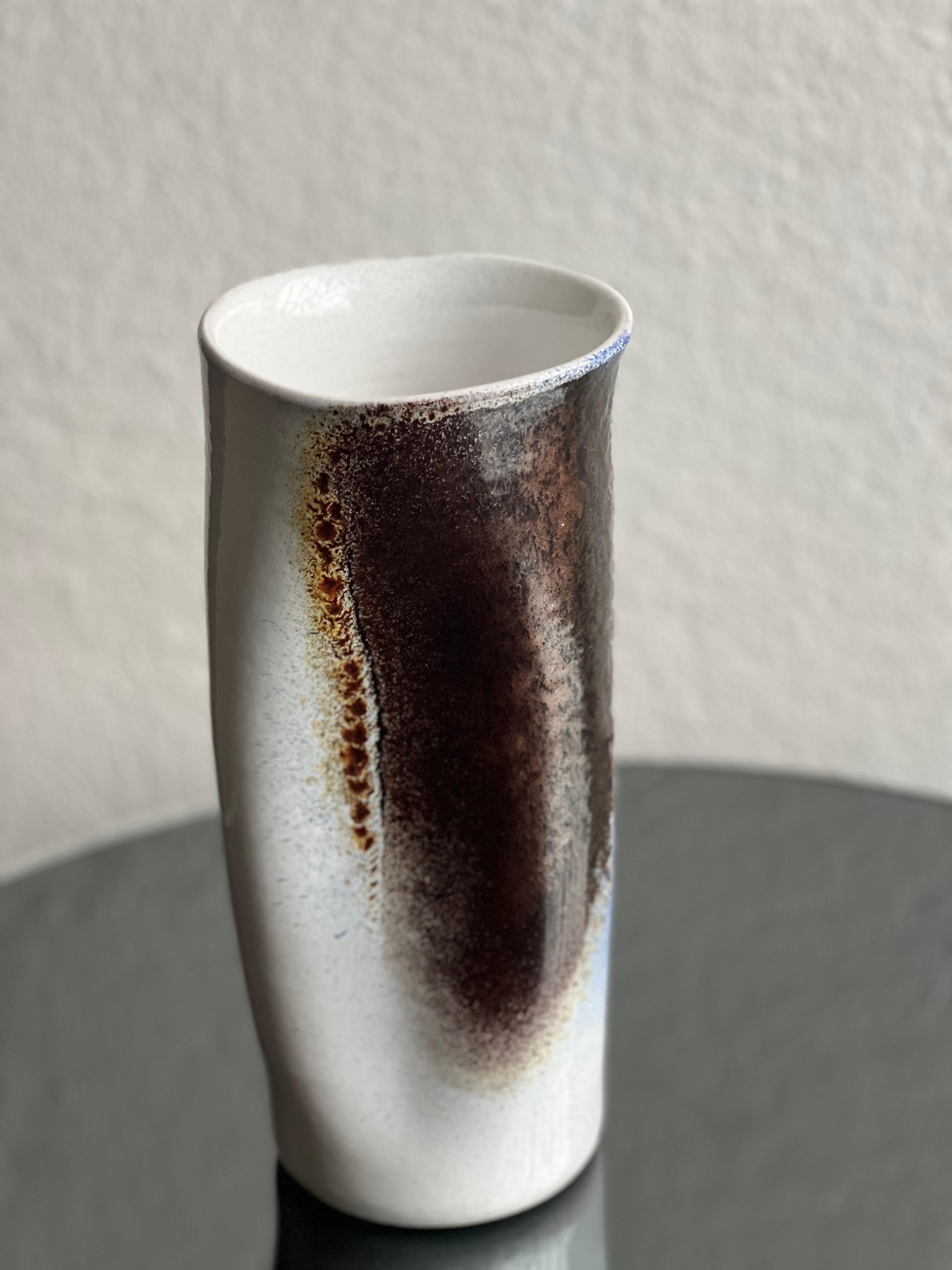 Vintage-Vase aus Keramik, handbemalt, Mid-Century Modern, Vintage  Italienisch Pino Castagna (Ende des 20. Jahrhunderts) im Angebot