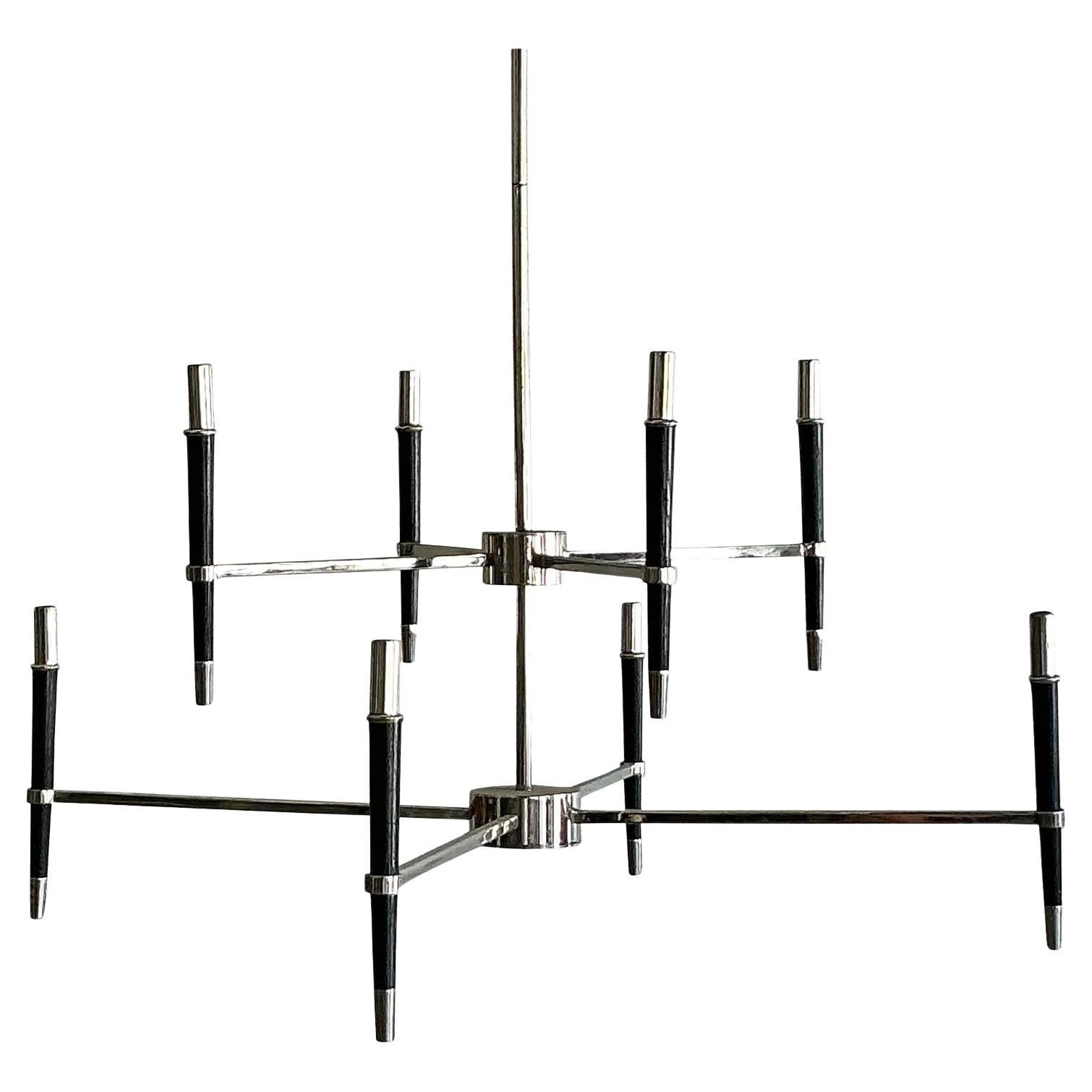 Vintage Mid-Century Modern Chrome 8 Arm Chandelier