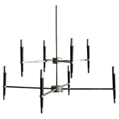 Vintage Mid-Century Modern Chrome 8 Arm Chandelier