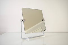 Vintage Mid-Century Modern Chrome and Lucite Adjustable Tabletop Vanity Mirror
