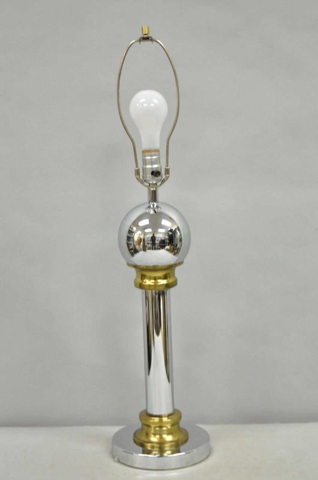 Lampe de table Vintage Mid Century Modern Chrome Ball and Column George Kovacs Style en vente 4