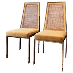 Vintage mid century modern chrome chairs with a cane backing, circa 1960s