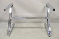 Vintage Mid Century Modern Chrome Frame Z Shaped Metal Desk Dining Table Base
