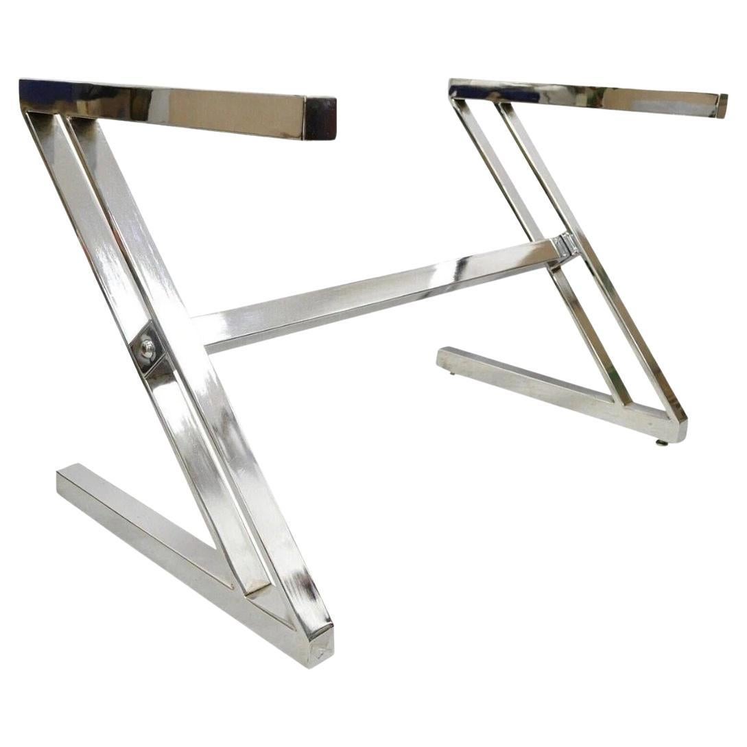 Vintage Mid Century Modern Chrome Frame Z Shaped Metal Desk Dining Table Base