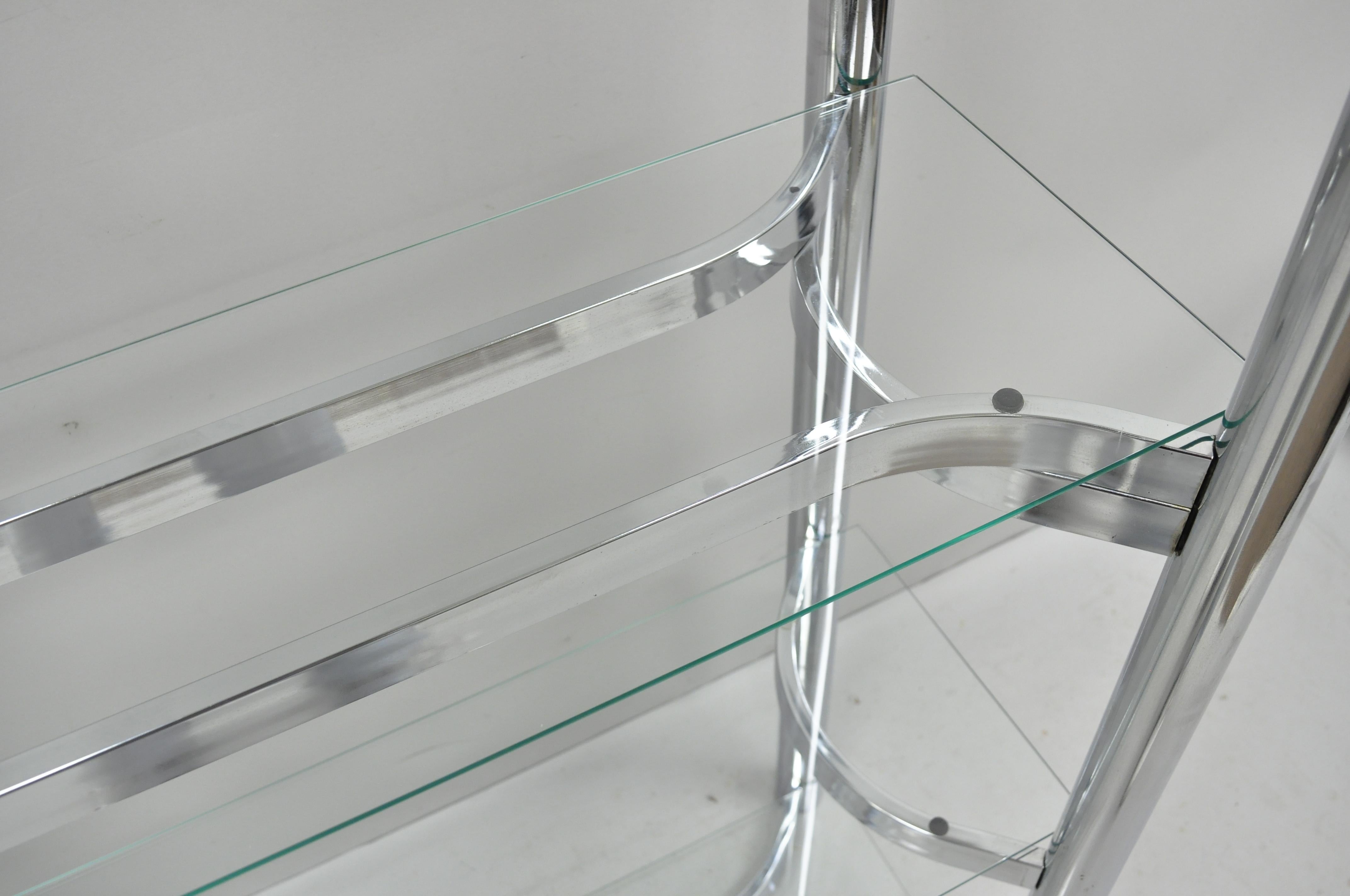 20th Century Vintage Mid-Century Modern Chrome Glass Baughman Étagère Bookcase Display Shelf