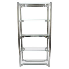 Vintage Mid-Century Modern Chrome Glass Baughman Étagère Bookcase Display Shelf