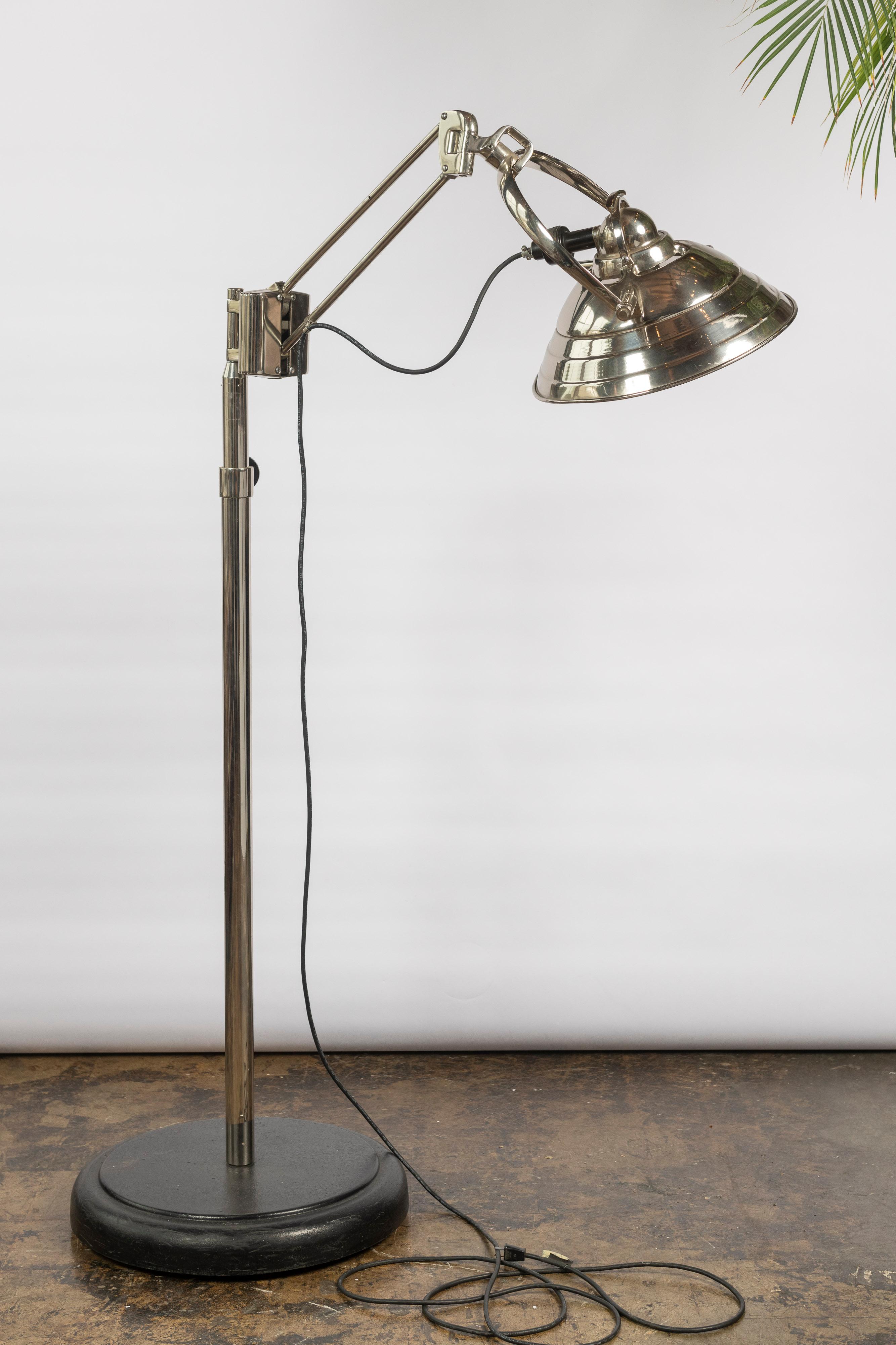 Vintage Mid Century Modern Chrome Industrial Floor Lamp For Sale 4