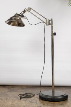Lampada da terra industriale cromata vintage della metà del secolo scorso