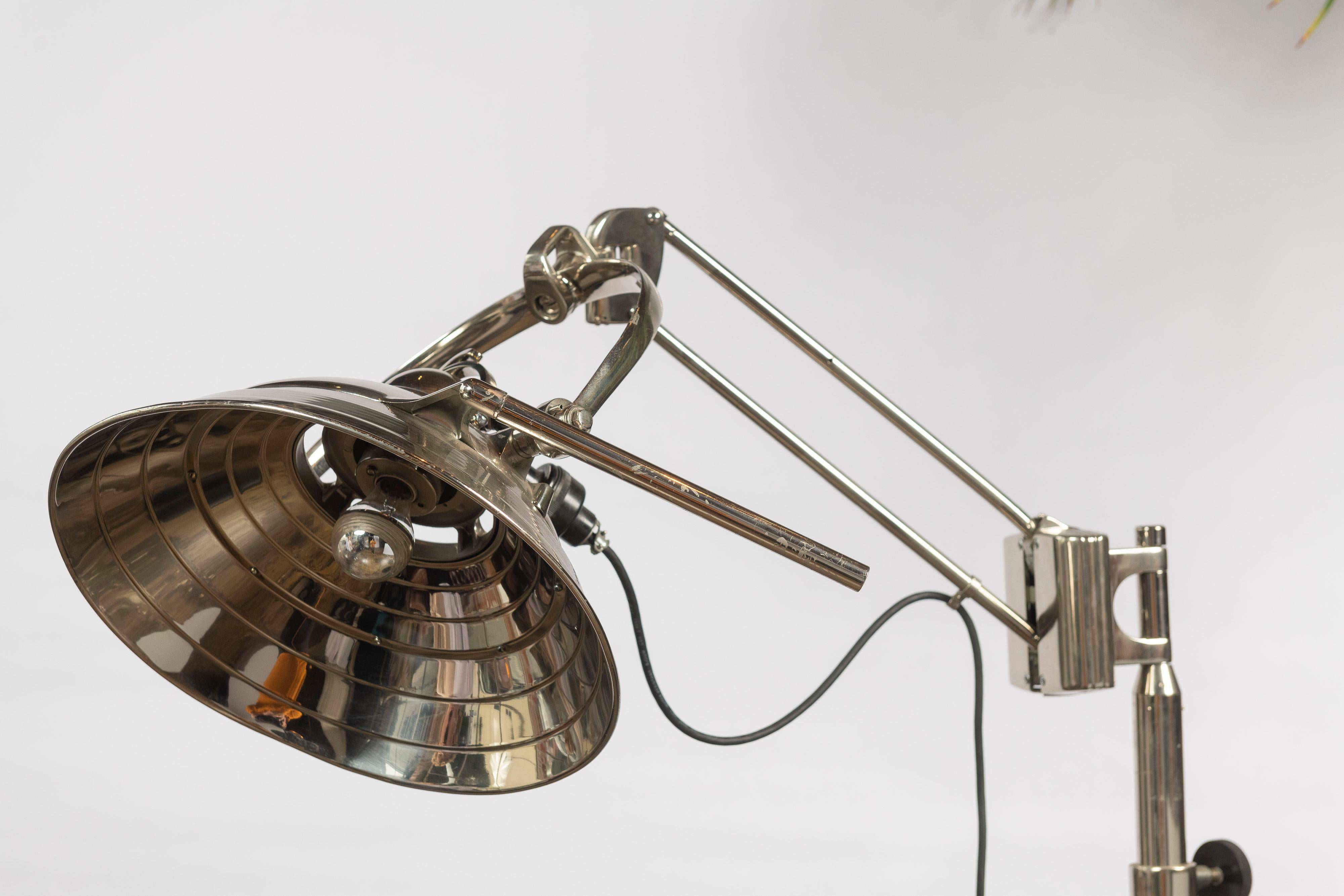Vintage Mid Century Modern Chrome Industrial Floor Lamp For Sale 3