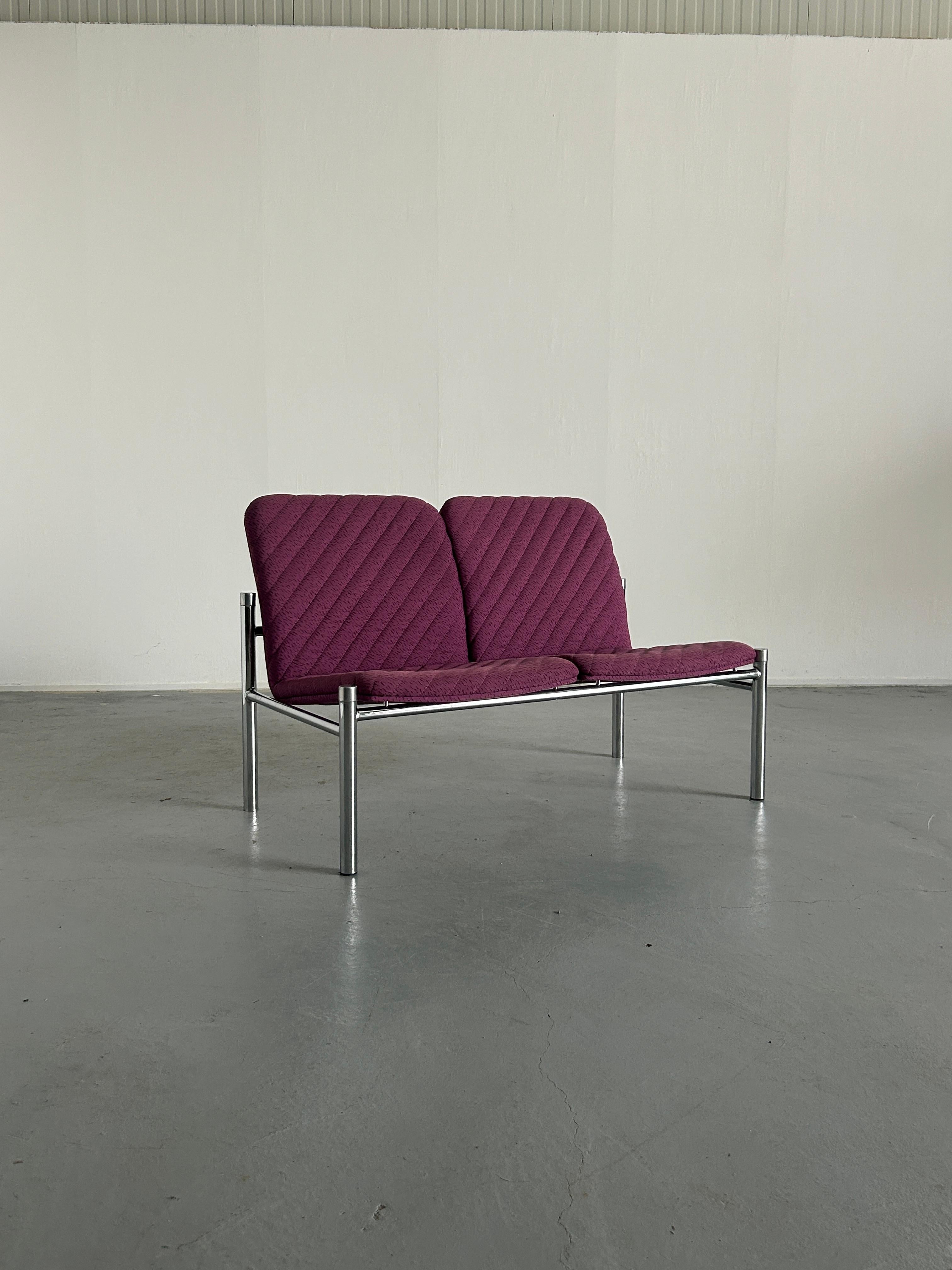 Vintage Loveseat-Sofa aus Chrom von Wiesner Hager, Mid-Century Modern, Österreich, 1980er Jahre (Moderne der Mitte des Jahrhunderts) im Angebot