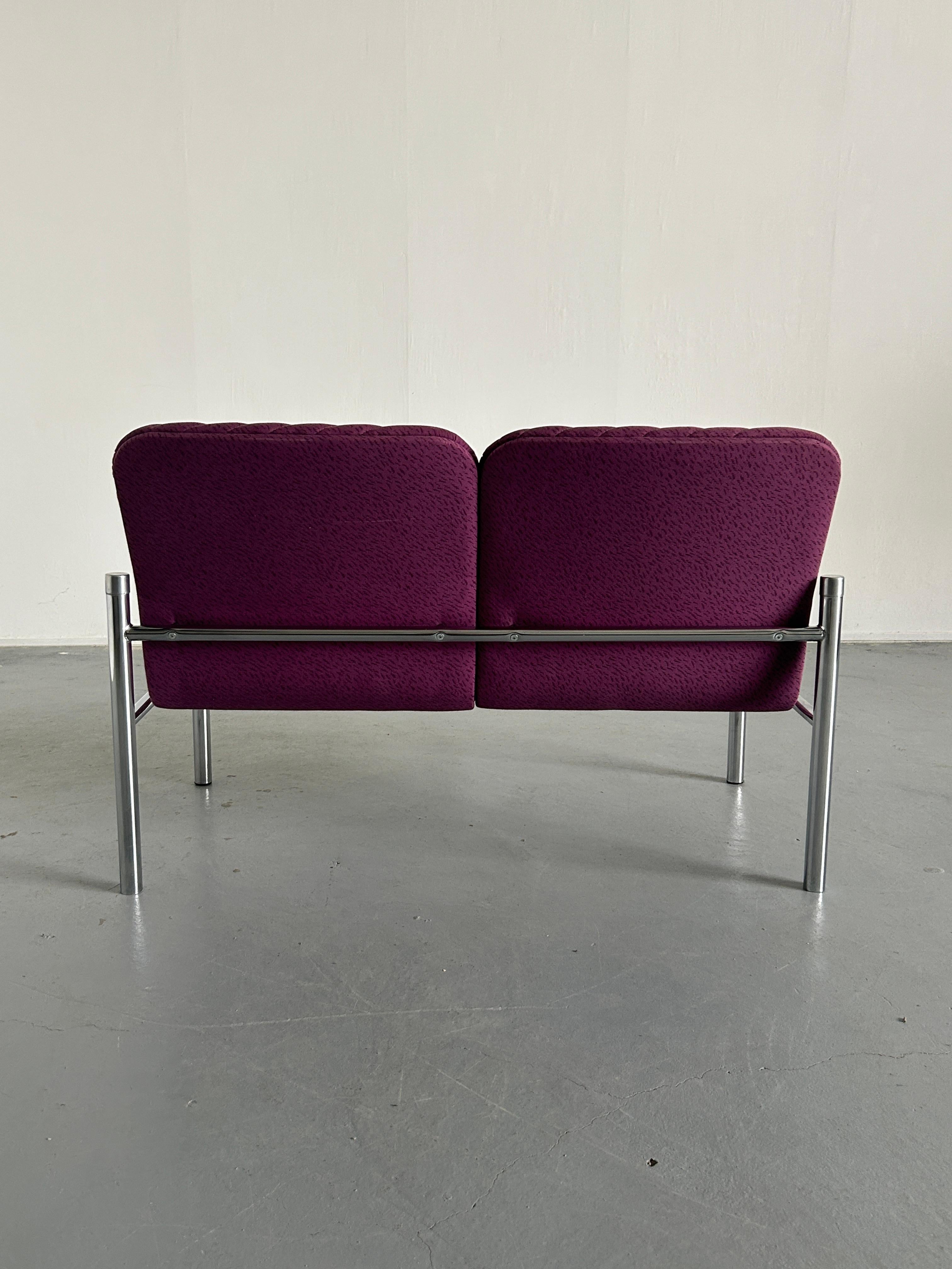 Late 20th Century Vintage Mid-Century Modern Chrome Loveseat Sofa by Wiesner Hager, 1980s Austria