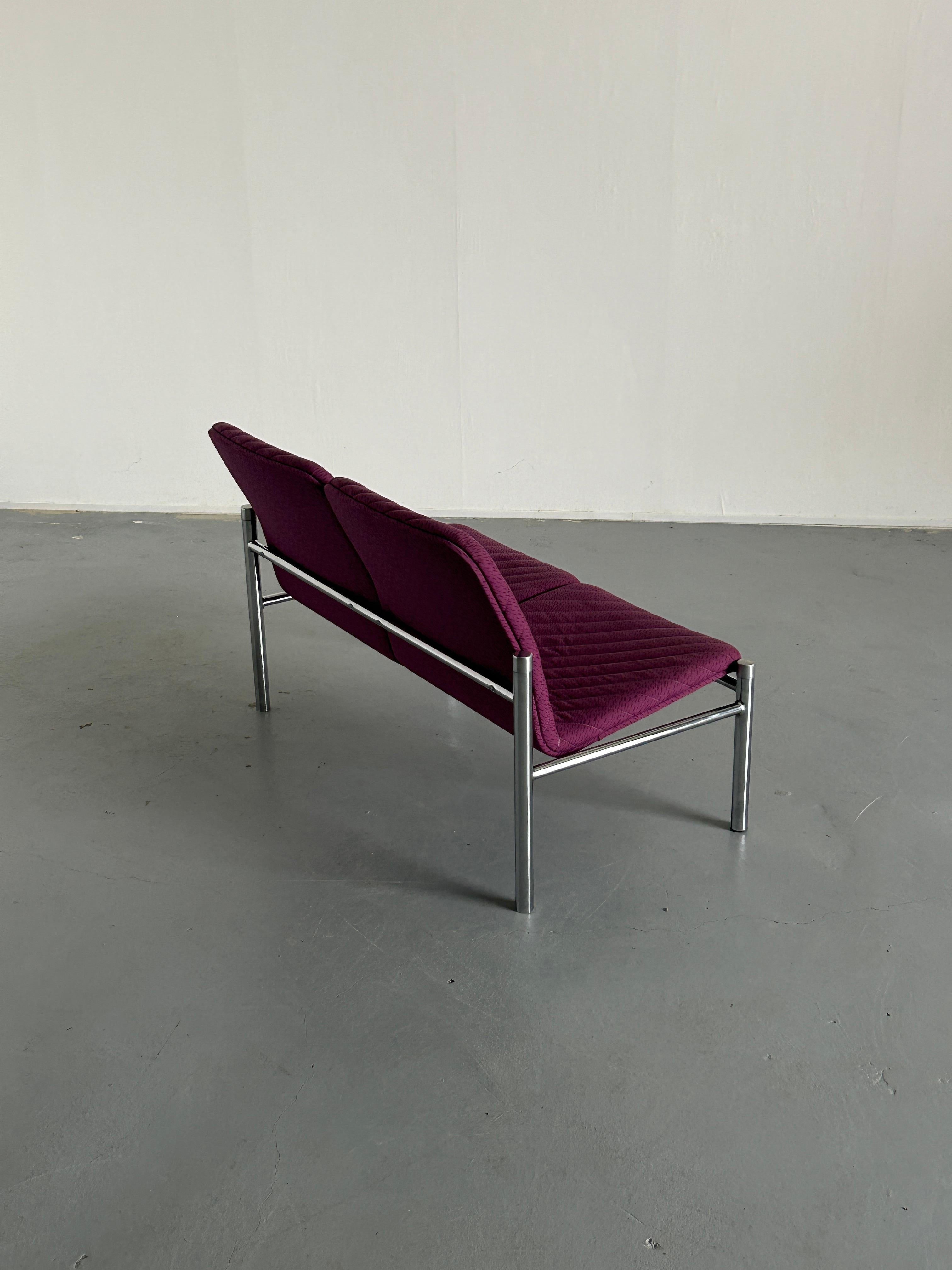 Vintage Mid-Century Modern Chrome Loveseat Sofa by Wiesner Hager, 1980s Austria 1