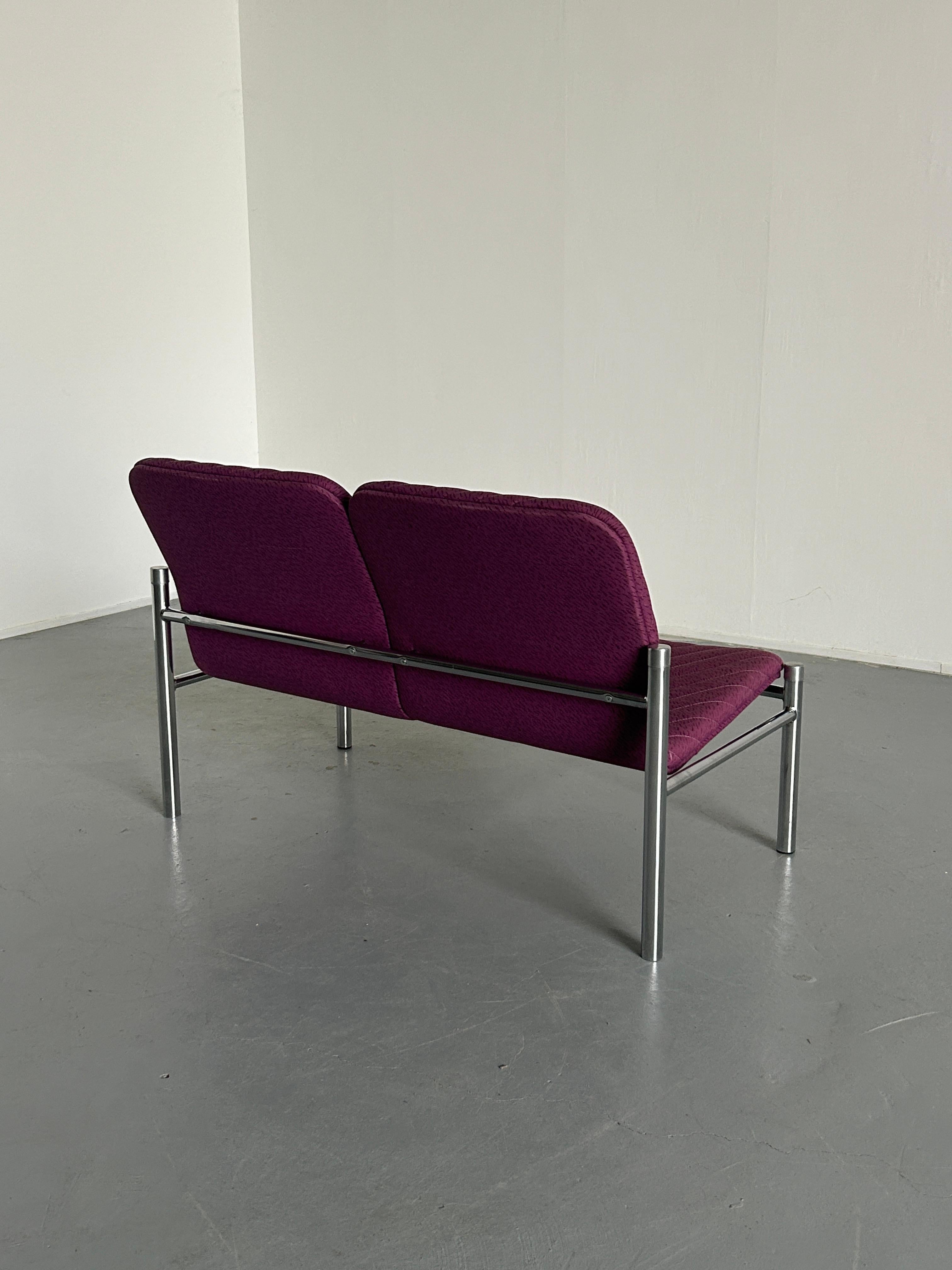Vintage Mid-Century Modern Chrome Loveseat Sofa by Wiesner Hager, 1980s Austria 2