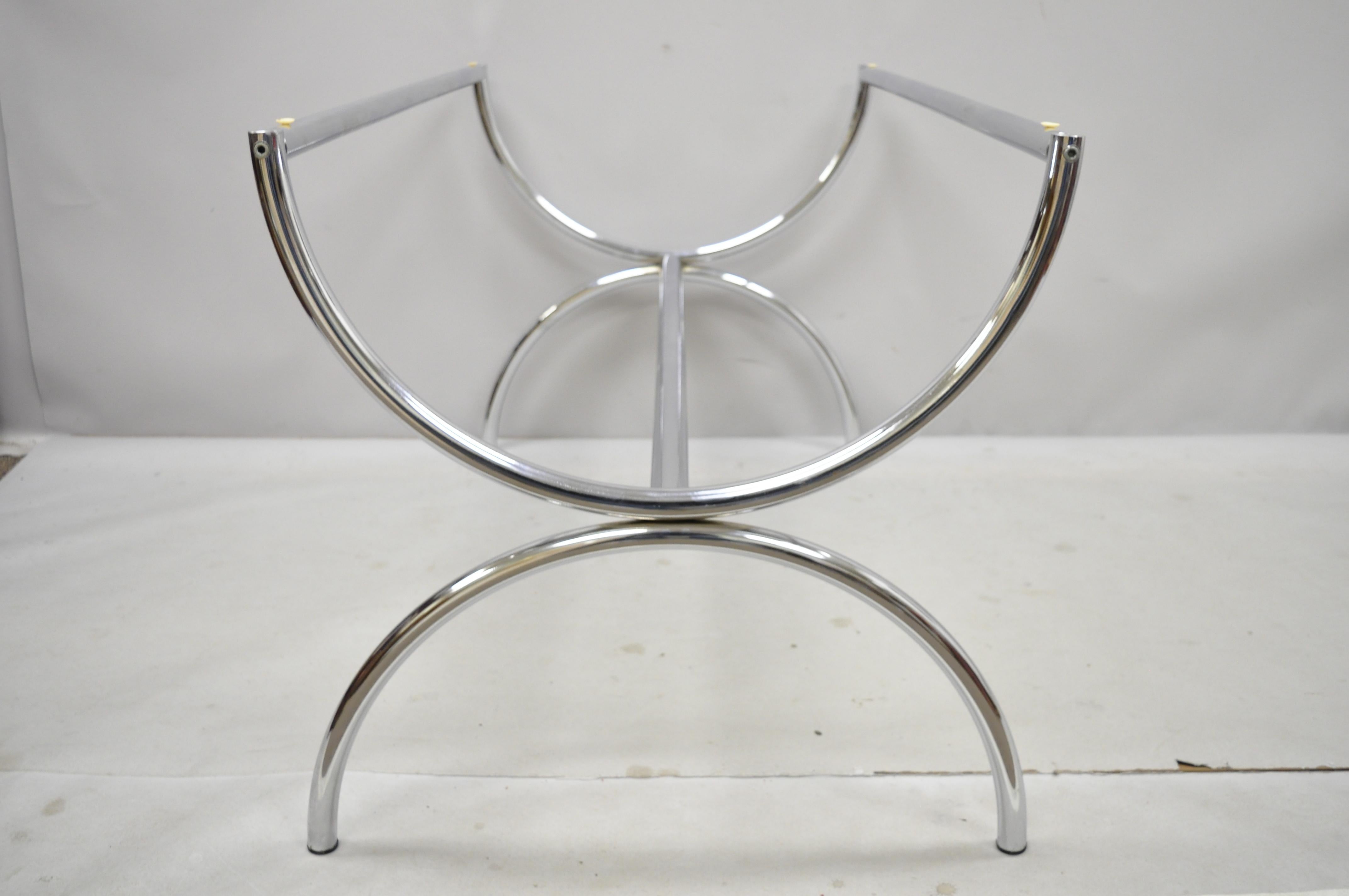 Vintage Mid-Century Modern Chrome Milo Baughman Style Dining Table Desk Base In Good Condition In Philadelphia, PA