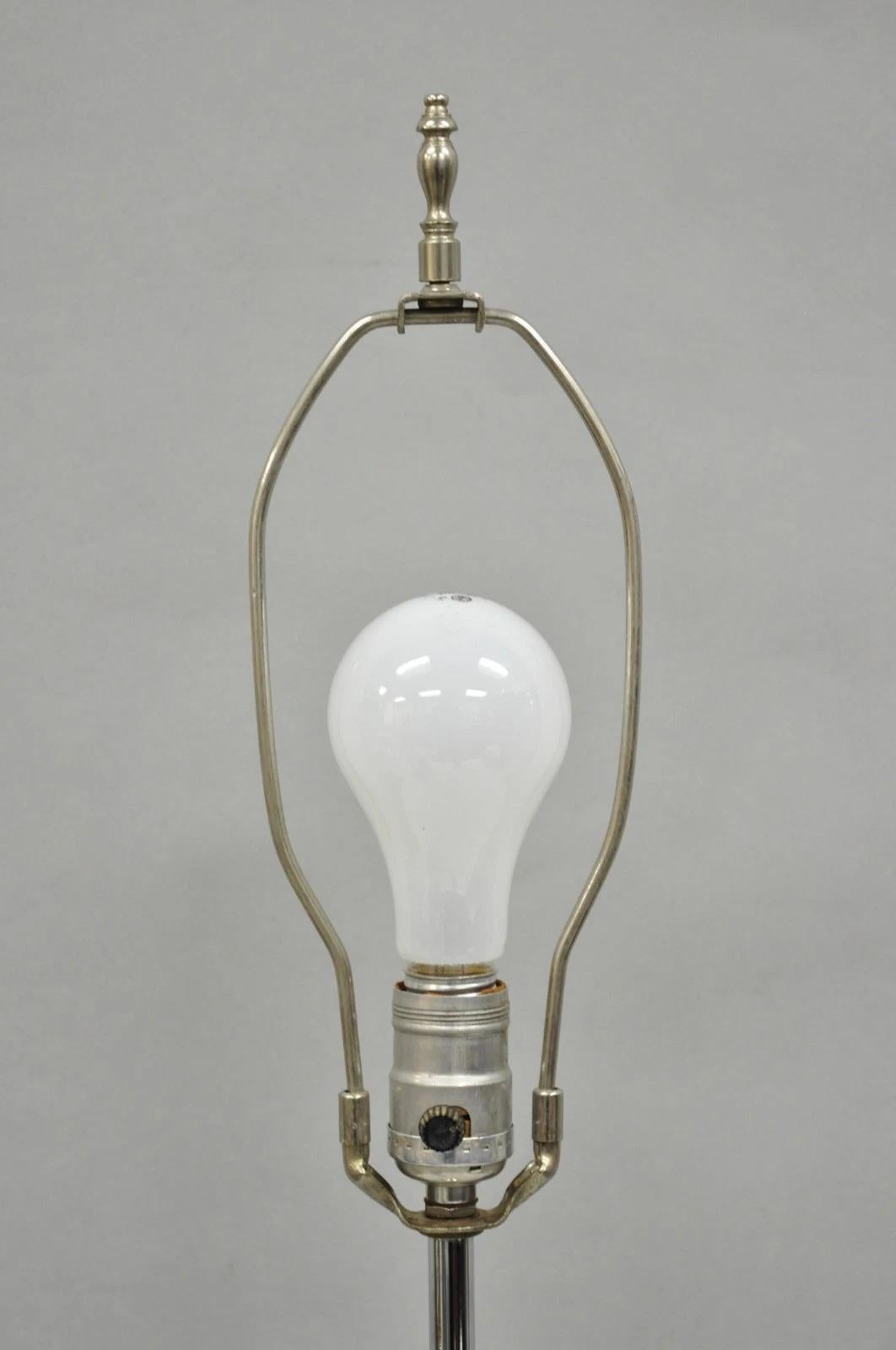 Vintage Mid Century Modern Chrome Modernist Table Lamp w/ Sculpted Base In Good Condition For Sale In Philadelphia, PA