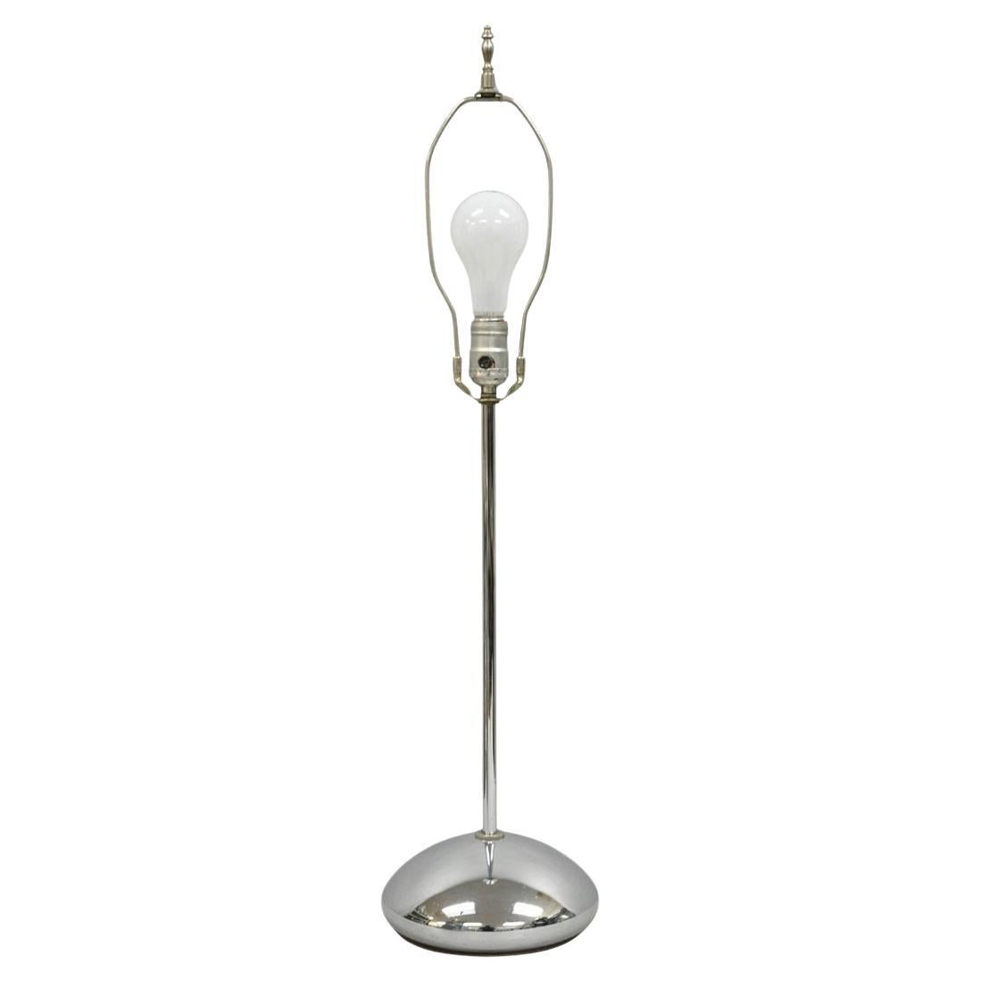 Vintage Mid Century Modern Chrome Modernist Table Lamp w/ Sculpted Base For Sale