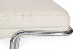Vintage Mid-Century Modern Chrome & Raw Silk Daybed Bench by Brayton