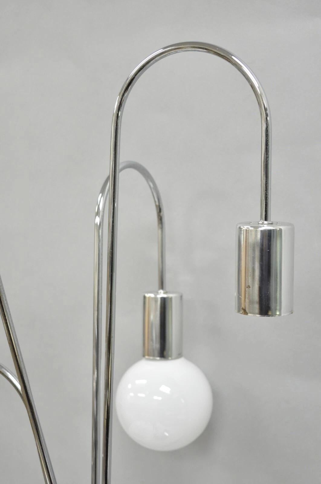Vintage Mid Century Modern Chrome Space Age 5 Light Sculptural Table Lamp im Angebot 3