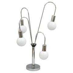 Vintage Mid Century Modern Chrome Space Age 5 Light Sculptural Table Lamp