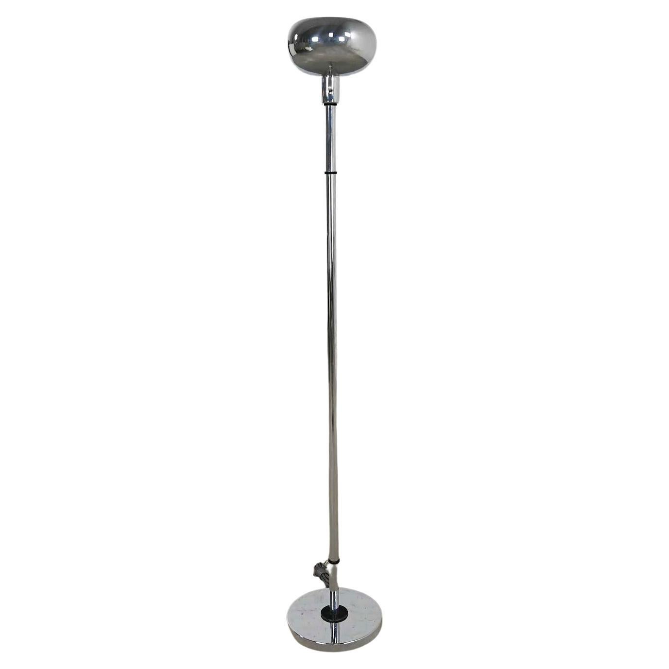 Vintage Mid-Century Modern Chrome Torchier Floor Lamp with Black Painted Accents