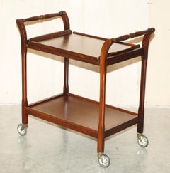 VINTAGE MID CENTURY MODERN CIR 1970's HARDWOOD TROLLEY TABLE WITH REMOVABLE TRAY