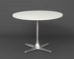 Tavolino da salotto vintage in stile Mid-Century Modern con piano circolare in acciaio