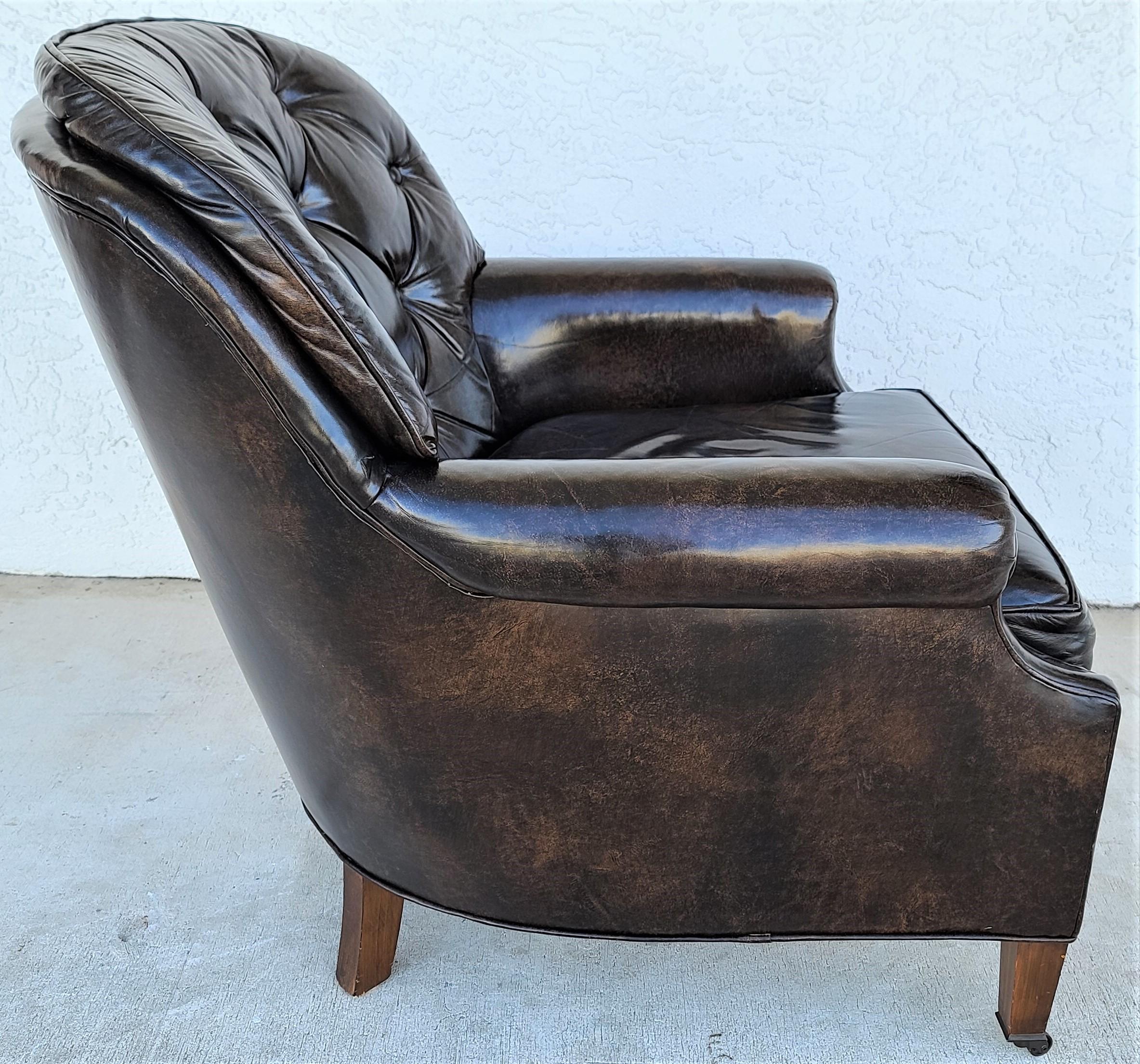 Mid-Century Modern Vintage Mid Century Modern Classic Porters of Racine Tufted Leather Lounge Chair