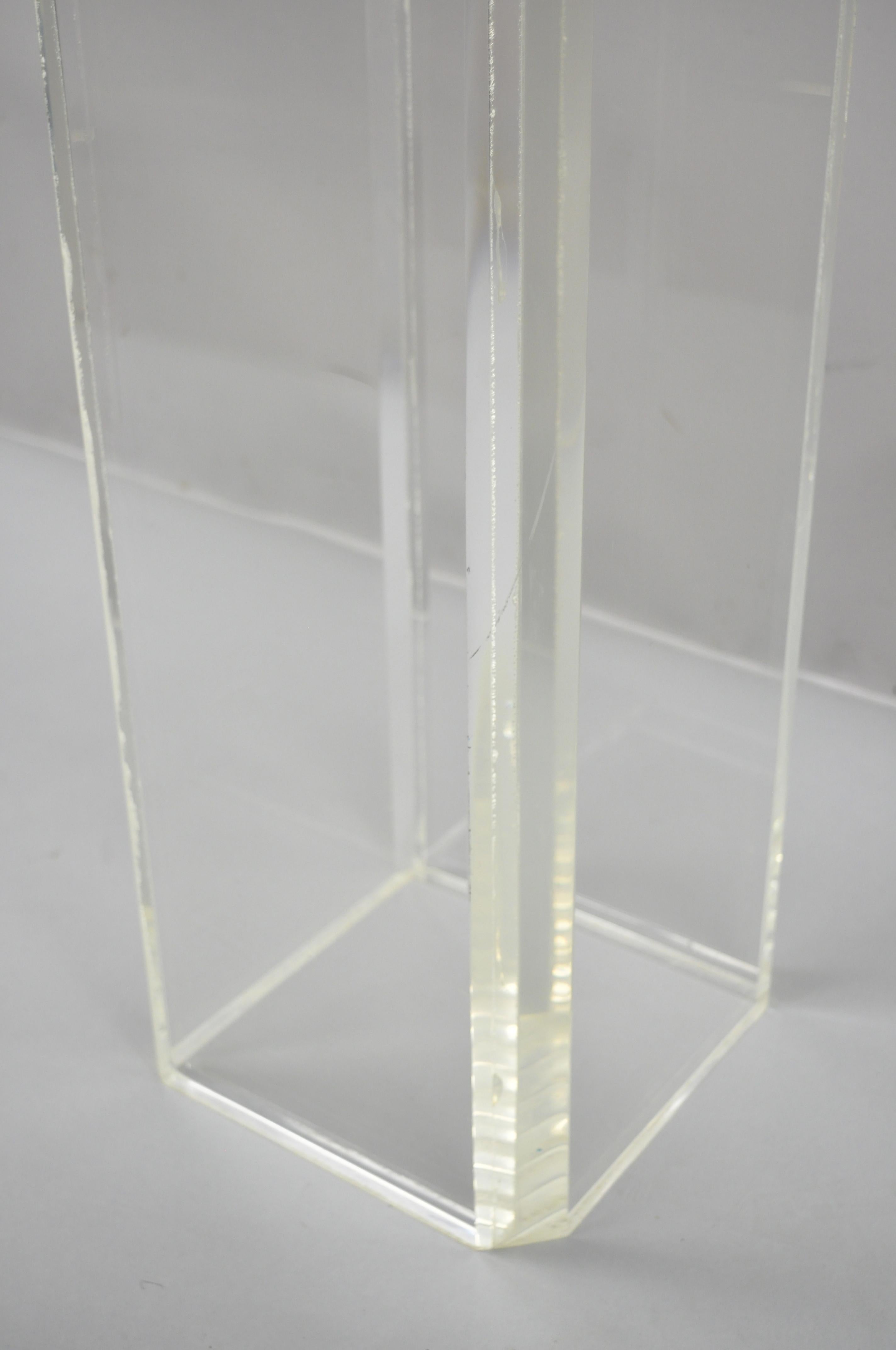 North American Vintage Mid-Century Modern Clear Lucite Acrylic Pedestal Bust Plant Stand